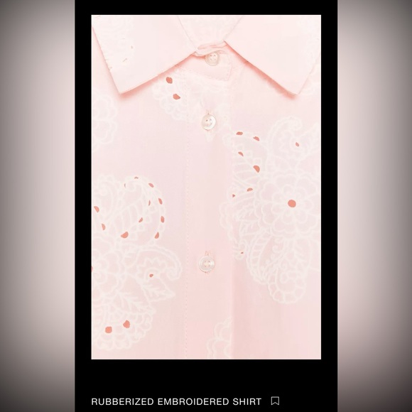 Zara Pink Cotton White Eyelet Button-Up Blouse | L | Rubberized Eyelets | NWT - Picture 8 of 13